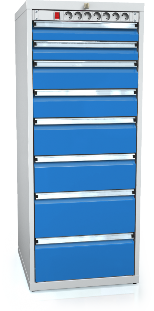 Unterbaublöcke für Werkbänke 1373 x 555 x 600 - 8x Schubladen-Elektro